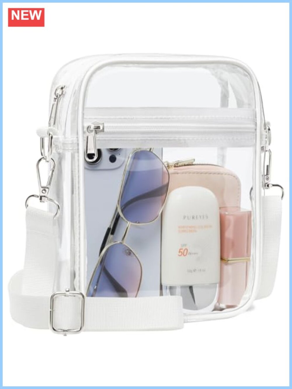 Clear Crossbody Bag Stadium Approved PVC Purse for Women